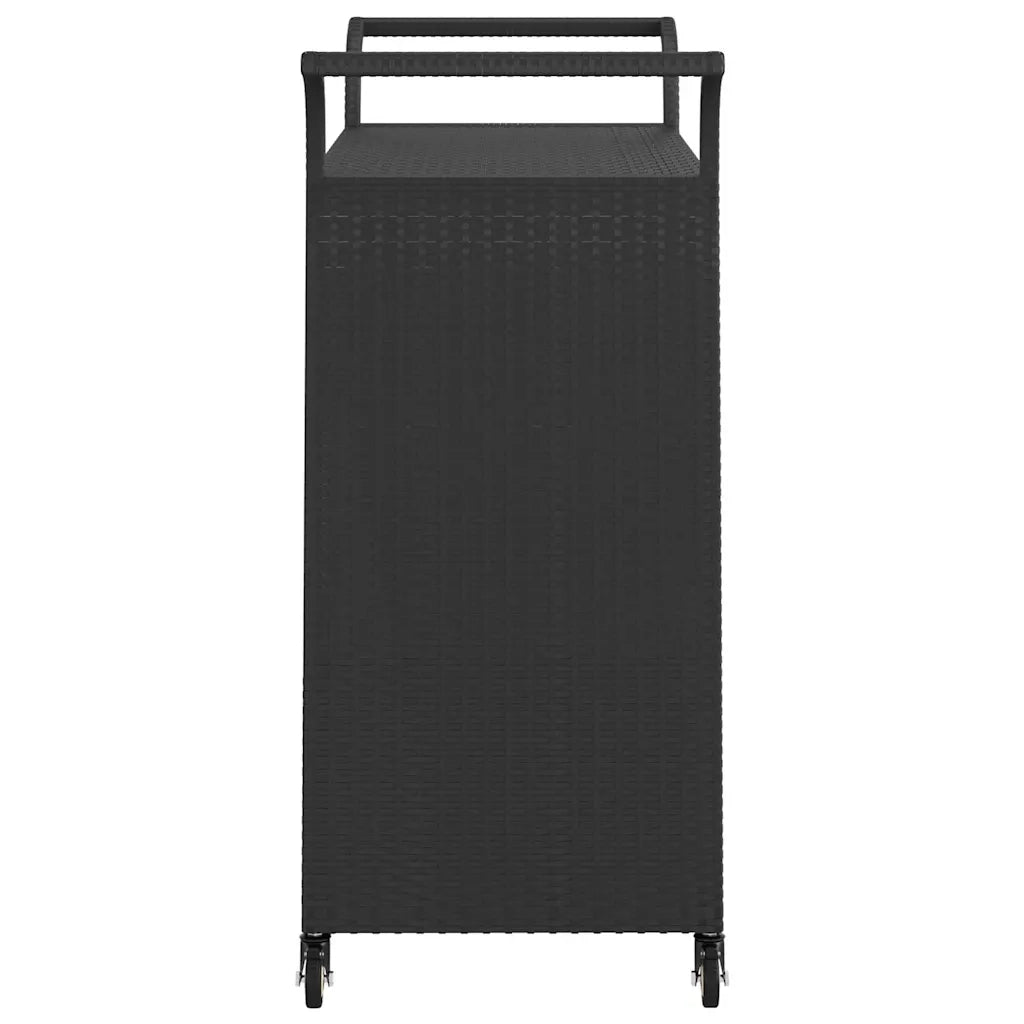 Carrello da Bar con Cassetto Nero 100x45x97 cm in Polyrattan 316663