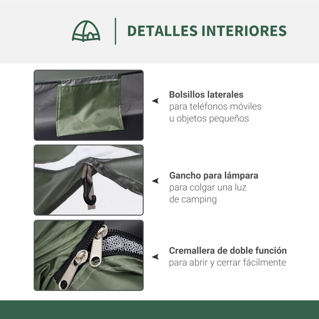 Tenda da campeggio pieghevole con 2 finestre a rete e borsa di trasporto ¨C Minimal ¨C 206x152x110 cm verde