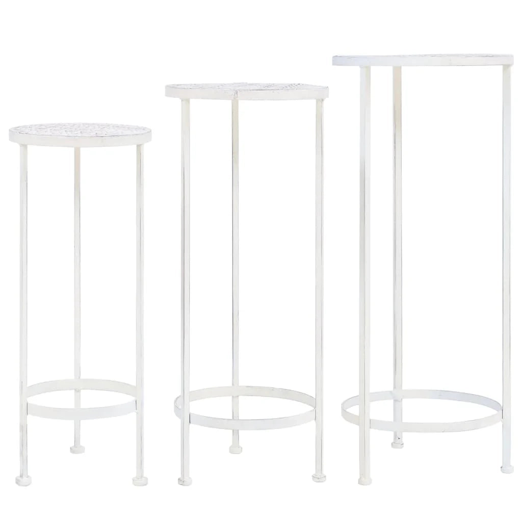 Portavasi da 3 pezzi stile vintage metallo anticato bianco 02_0045024