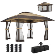 Gazebo Pieghevole 4x4 m con Zanzariere ¨C zephmum ¨C Cachi e Marrone