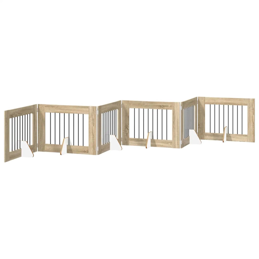 Cancello per cani con supporti 6 pcs Rovere Sonoma 80 x 60 cm 892140