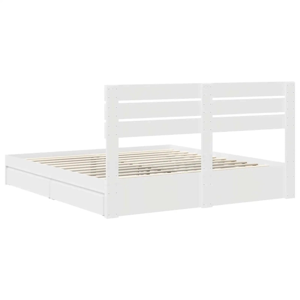 Letto con Contenitore Bianco 180 x 200 cm Legno multistrato