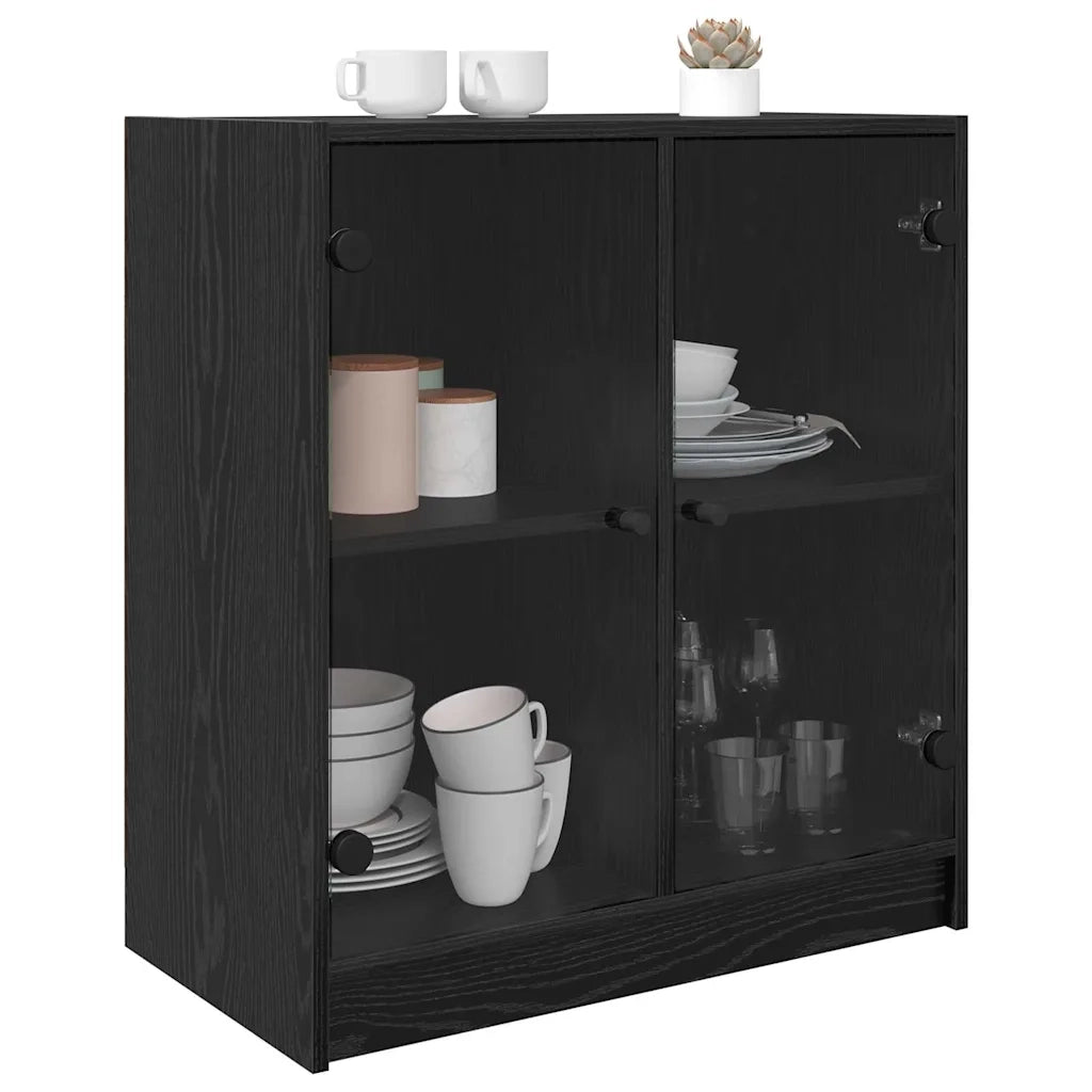Mobile laterale Rovere Nero 68 x 37 x 75,5 cm Legno multistrato 886248