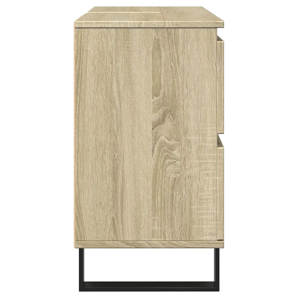 Mobiletto da bagno con pratico contenitore 80 x 33 x 60 cm stile industriale legno di rovere Sonoma prefinito 02_0049725