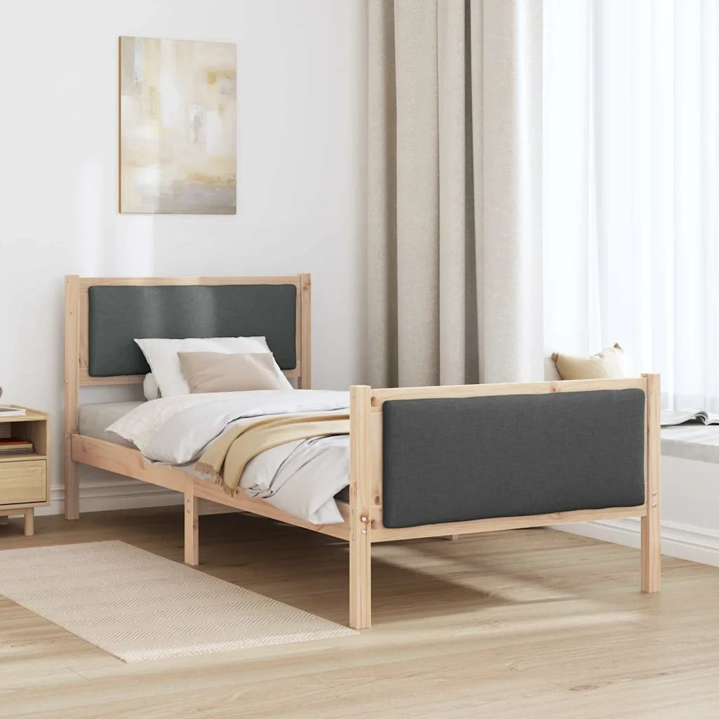 Struttura del letto Grigio scuro 100 x 200 cm Tessuto