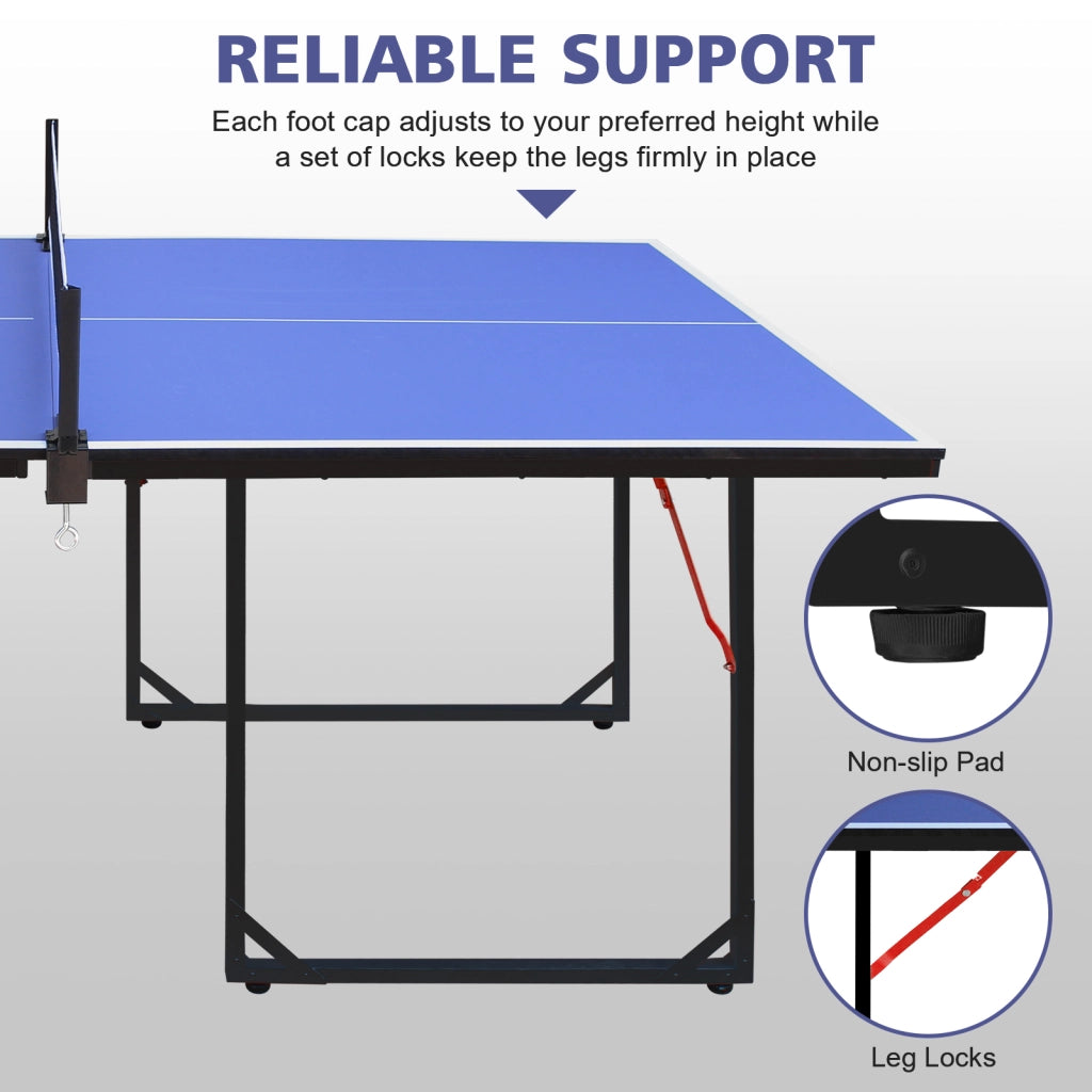 TAVOLO DA PING PONG PIEGHEVOLE 182x91x76,2 cm MDF Nero/Blu Set completo