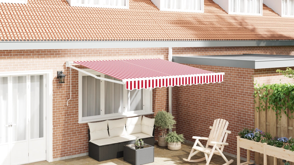 Tenda Retrattile Automatica Rigata Rossa e Bianca 300x250 cm