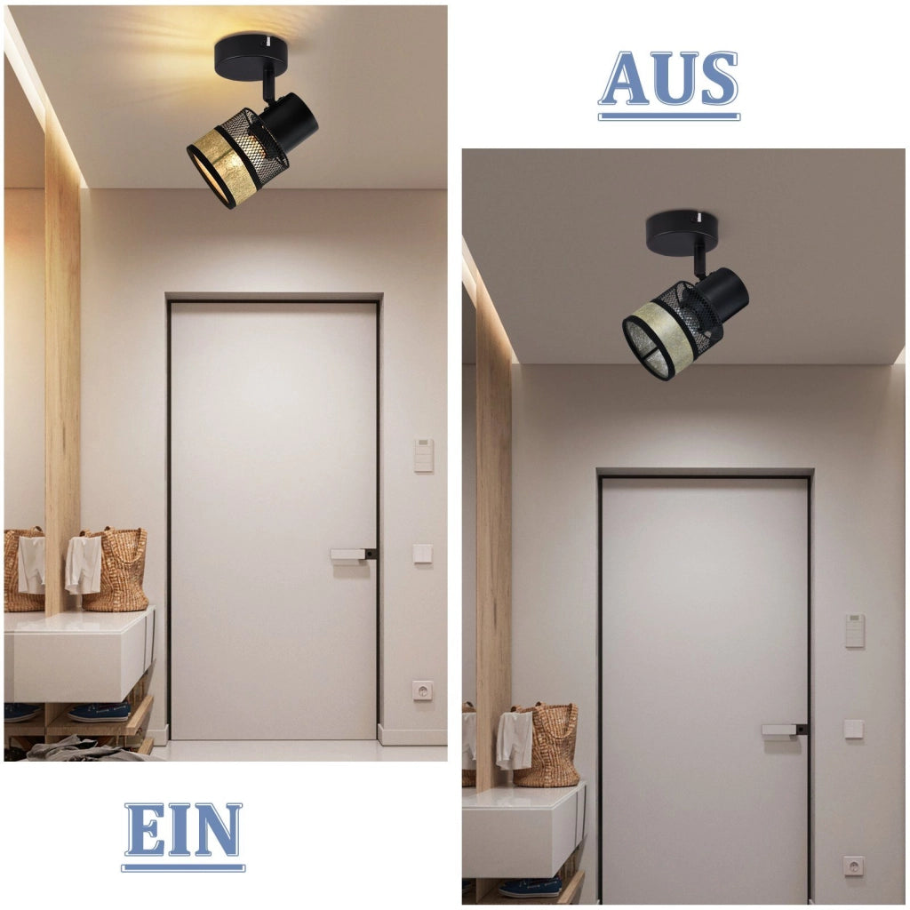 ZMH Lampada da soffitto nera 1 fiamma rotazione 330° per soggiorno