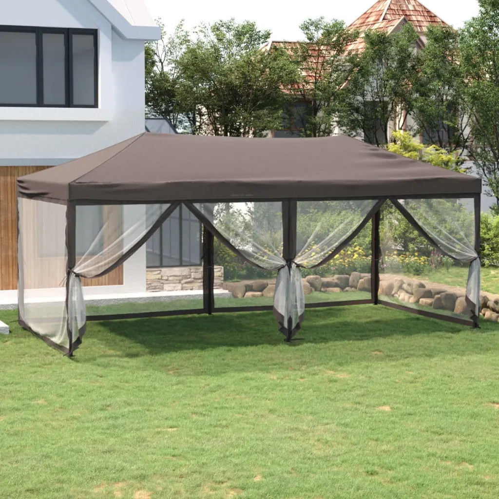 Tenda per Feste Pieghevole con Pareti Laterali-Tenda Gazebo Tortora 3x6 m 782785