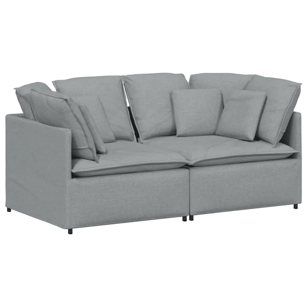 Divano | Divano da soggiorno | Sofa Modulare con Cuscini in Tessuto Grigio Chiaro