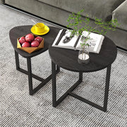 Set di 2 tavolini a cuore in legno e metallo nero