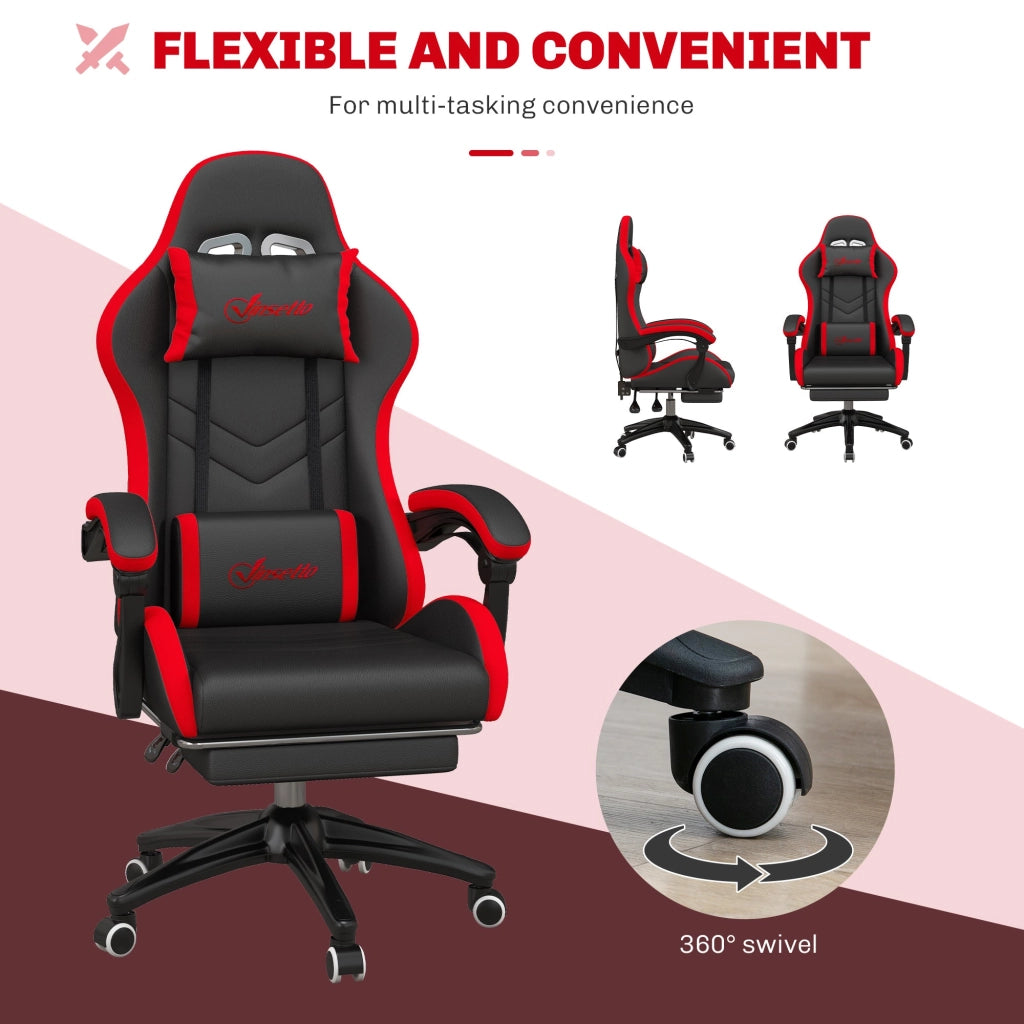 Sedia da Gaming Altezza Regolabile e Schienale Reclinabile 65x65x121-129 cm Nero e Rosso