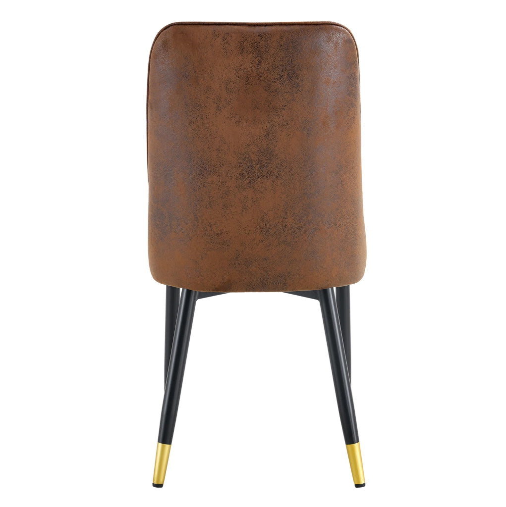 Sedia da pranzo marrone con schienale ergonomico e gambe in metallo nero antiscivolo