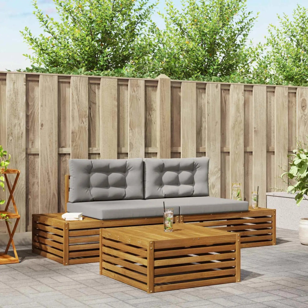 Set di divani da esterno 3 Pezzo Grigio Naturale e Chiaro 3374086