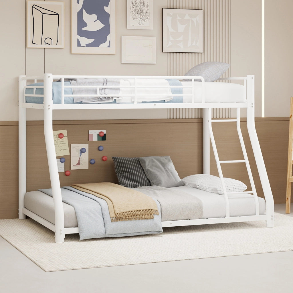 Letto a castello twin over full in ferro bianco 105x200 cm