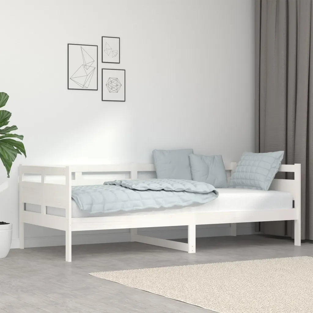 Letto singolo | Letto per adulti | Dormeuse Bianca in Legno Massello di Pino 90x200 cm