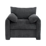 Poltrona 1 Posto Oversize con Cuscini Braccioli Comfort Ergonomico Struttura Legno Metallo in Ciniglia Grigio