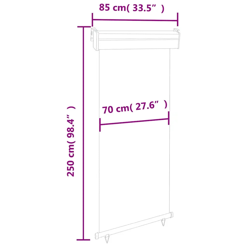 Tendalino Laterale per Balcone 85x250 cm Grigio