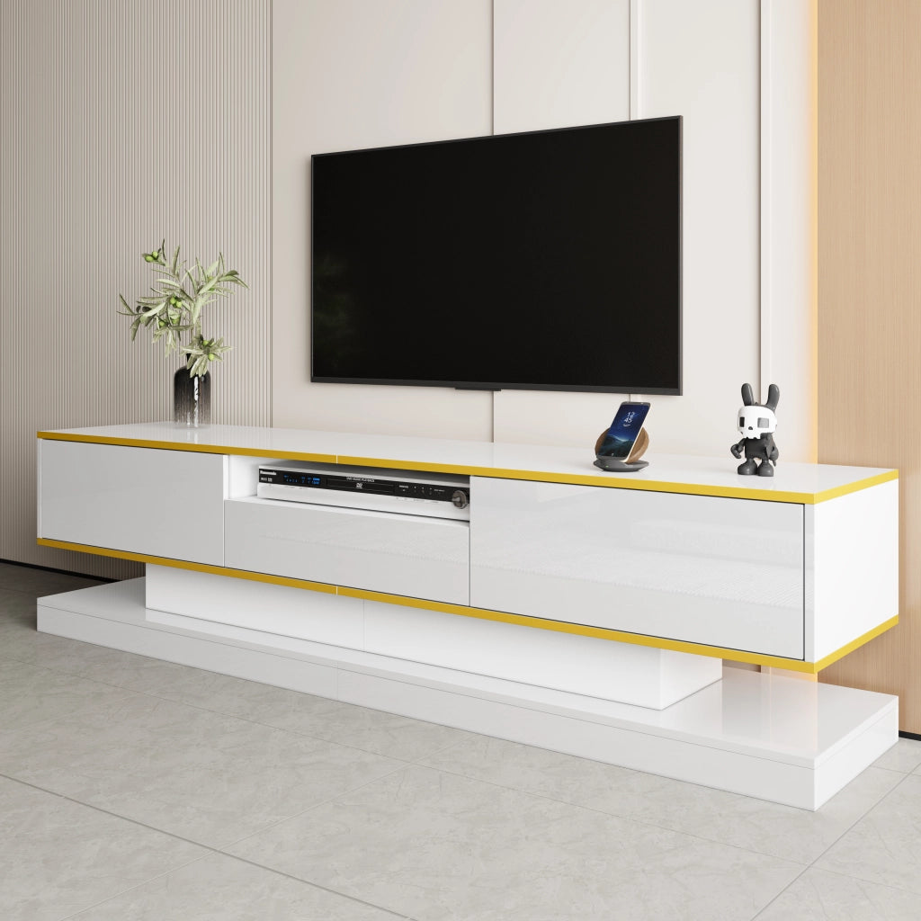 Mobile TV moderno con tre cassetti - Zephmum- 180x38x45cm- LED a cambio colore