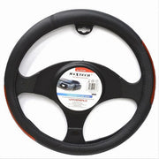 Trade Shop - Coprivolante Universale Per Auto Fodera Sterzo 38cm Nero Dettagli Laterali Cv-24 -