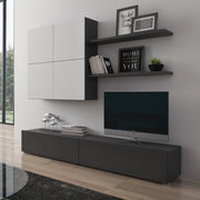Mobile Soggiorno Bagnaria, Parete Attrezzata Modulabile, Nero Antracite