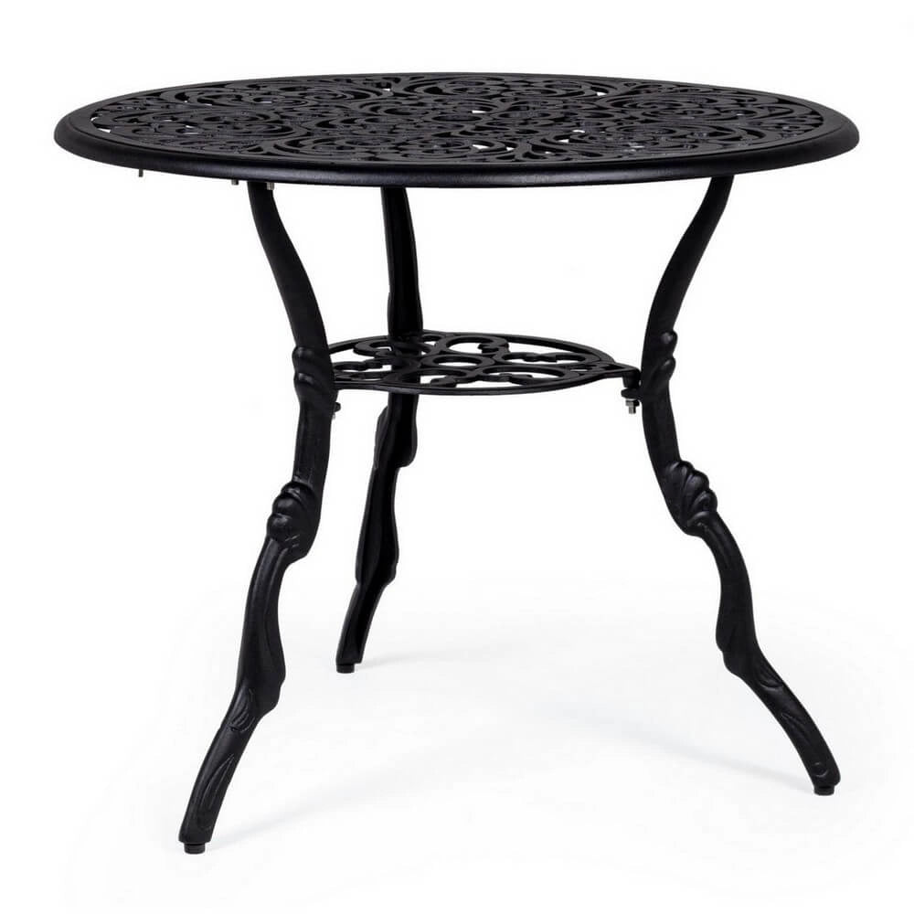 Tavolo da Giardino Rotondo in Alluminio Pressofuso con Decori - REGENCY