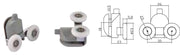 Coppia Cuscinetti Doppia Ruota Attacco Inferiore Box Doccia – Nylon Grigio Ø23 mm – Foro Vetro 12 mm