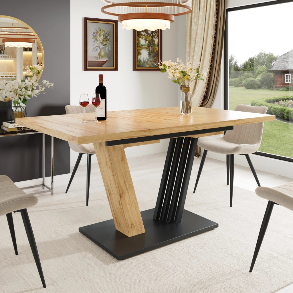 TAVOLO allungabile 120/160x80x76 cm effetto legno MDF e metallo