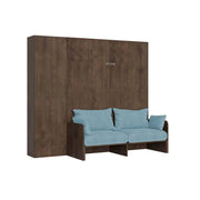 Letto matrimoniale a scomparsa 160 Kentaro con divano e colonna noce, azzurro