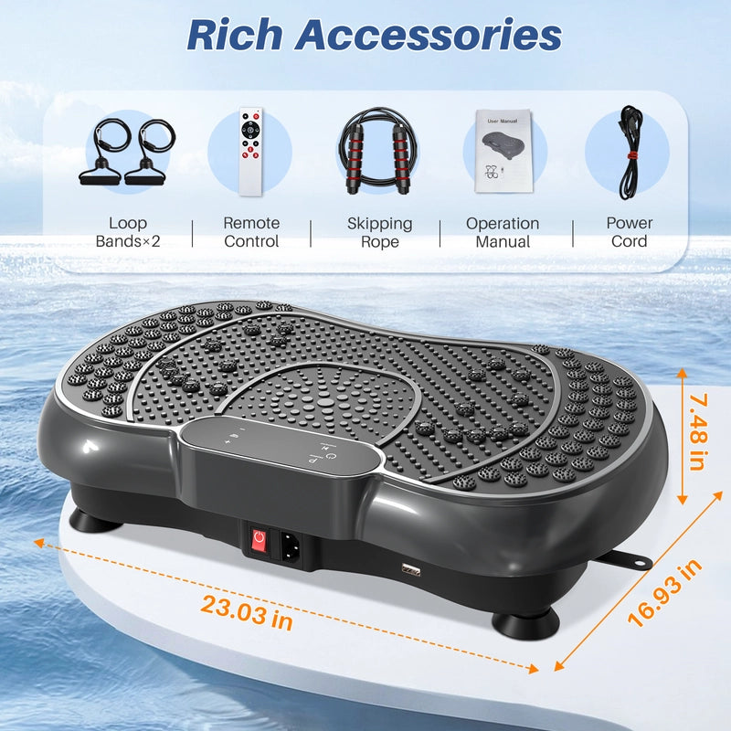 Pedana Vibrante con Bluetooth e Bande Elastiche - 1-99 Velocit¨¤ - RATTANTREE - Modellamento Gambe/Glutei, Massaggio Casa