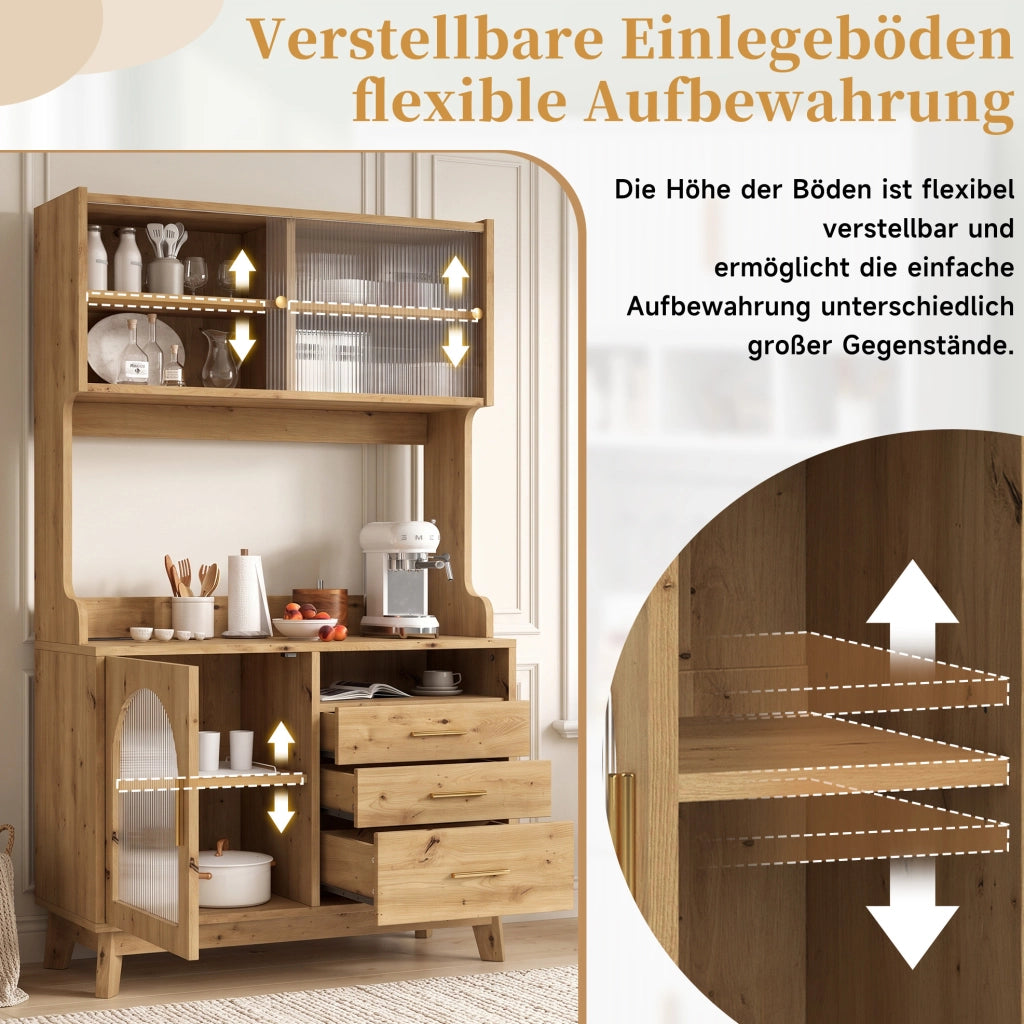 Credenza alta effetto legno con prese e porte USB