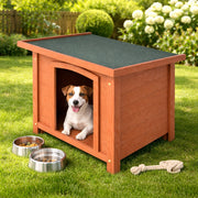 Cuccia per Cani in Legno da Esterno Tetto Apribile Impermeabile 66x53x54cm