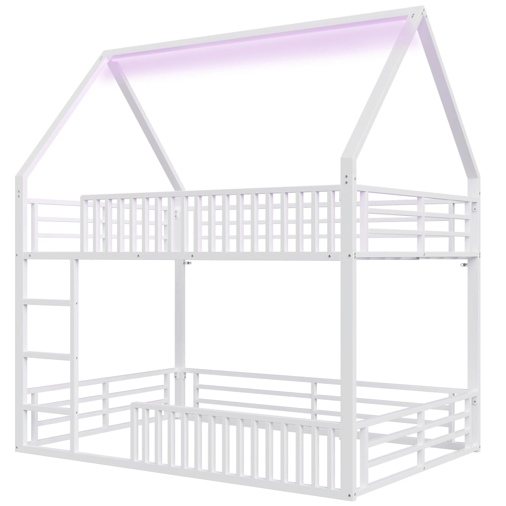 LETTO A CASTELLO 140x200 cm in metallo bianco con LED