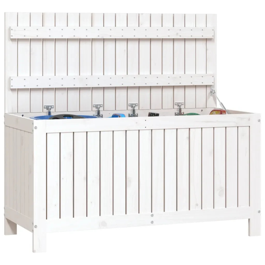 Contenitore da Giardino Bianco 115x49x60 cm Legno Massello Pino 823837