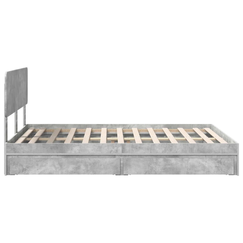 Letto con Contenitore con testiera Grigio cemento 150 x 200 cm 3412265