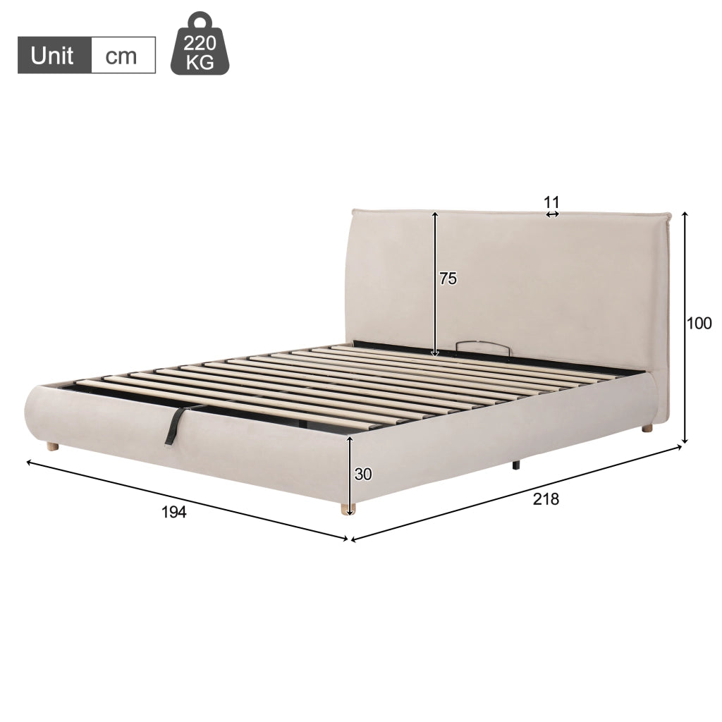 letto imbottito velluto crema 194 x 218 cm