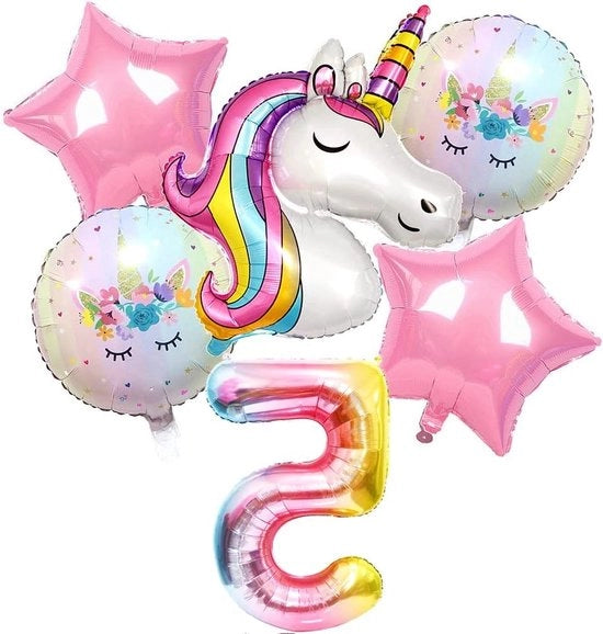 Decorazione di Compleanno Unicornio Ragazze 5 anni - Balloone di Folie Enorme - Rosa