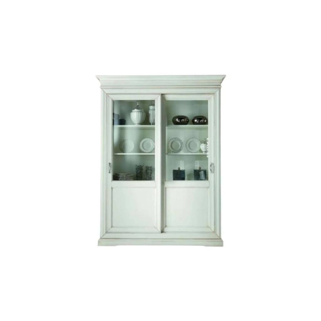 Vetrina classica in legno 2 porte scorrevoli l.165 p.50 h.215 - Mobili 2G