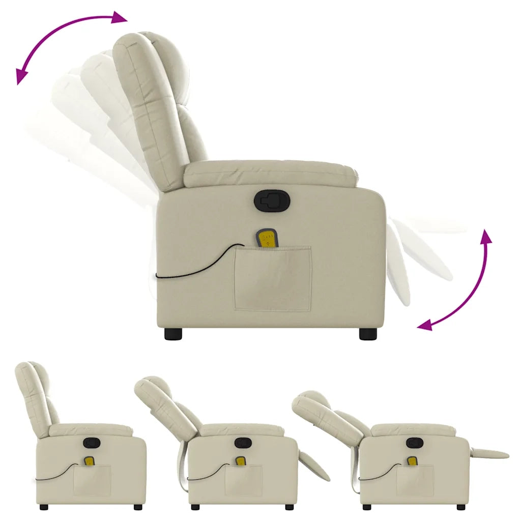 Divano Sedia-Poltrona reclinabile massaggiante in Similpelle Crema 554359