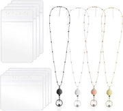 Lanyard con badge con holder ID - Collana lanyard moda - Set da 4 pezzi - Per donne insegnanti studentesse - Oro Rosaoro Argento Nero.