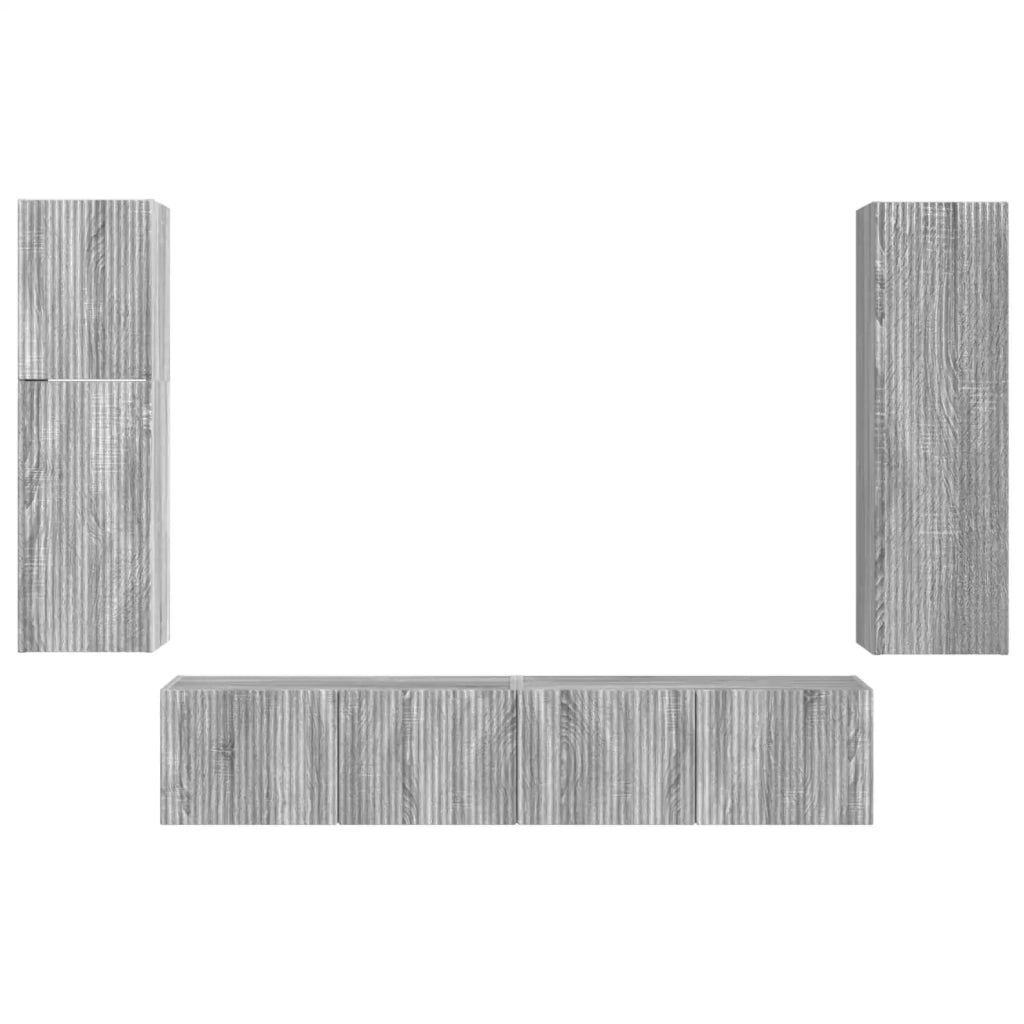 Set mobile TV 4 pz-Credenza per TV Grigio Sonoma Legno multistrato 463879