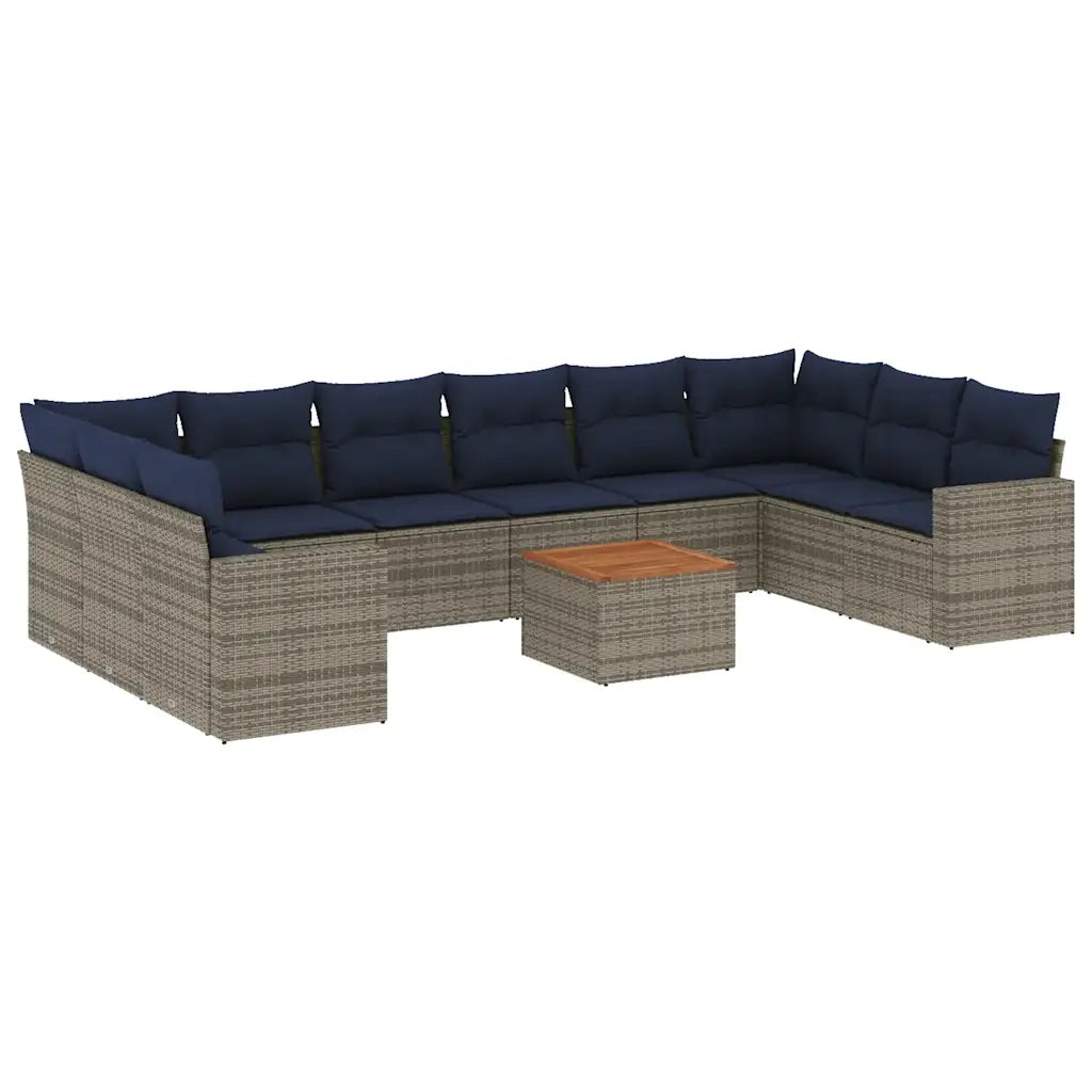 Set Divani da Giardino 11 pz con Cuscini in Polyrattan Grigio 3256628