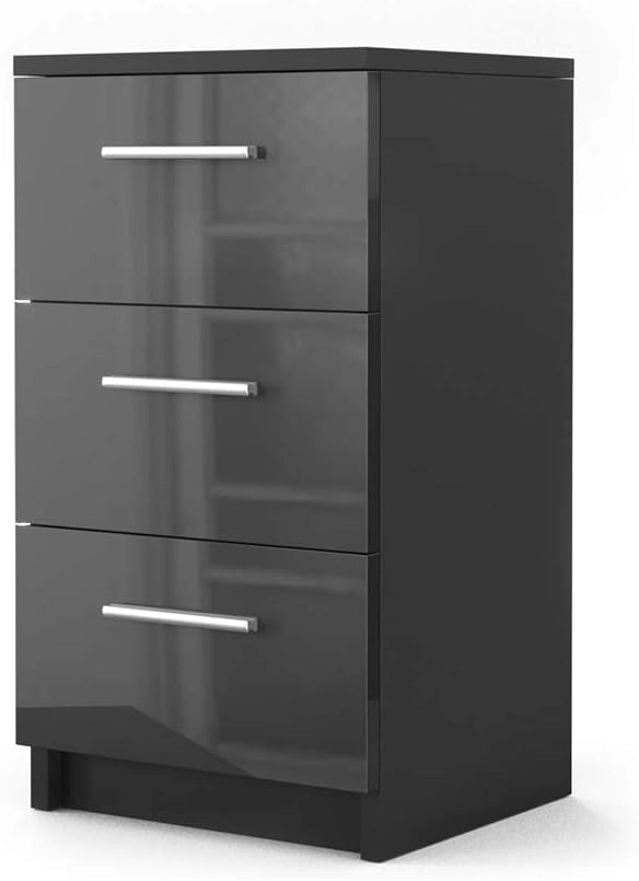 Comodini camera da letto, Nero lucido, 38 x 66 cm, adatto per letti boxspring con telaio rialzato