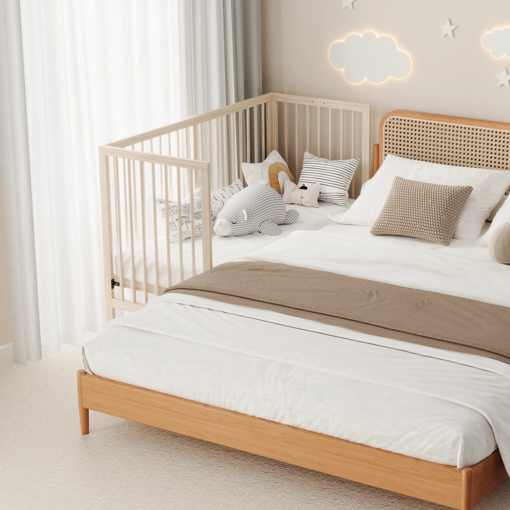 Letto per bambini 140 × 60 cm convertibile in letto laterale e scrivania, senza materasso, legno massiccio naturale