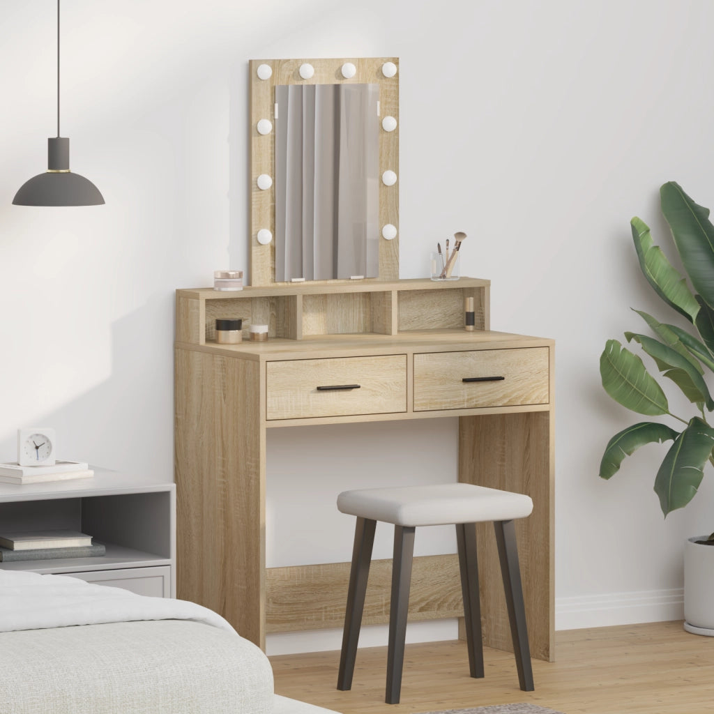 Tavolino toelettatura  con luci LED Rovere Sonoma 79x41x140 cm