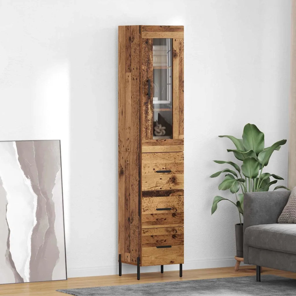 Credenza | Madia | Buffet da pranzo | Armadio da pranzo Legno vecchio 34,5 x 34 x 180 cm Legno multistrato