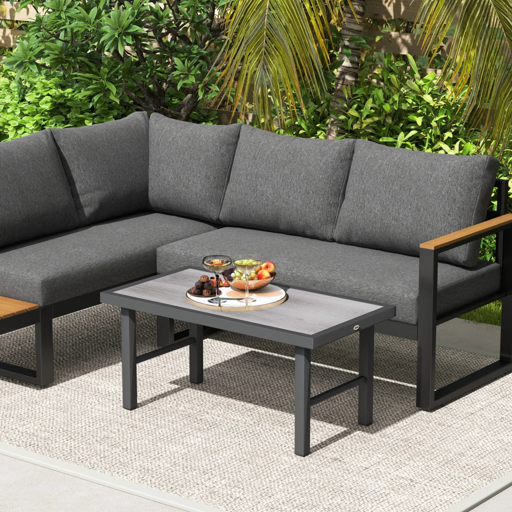Tavolino da giardino rettangolare ¨C zephmum ¨C nero, metallo, 100x52x46 cm