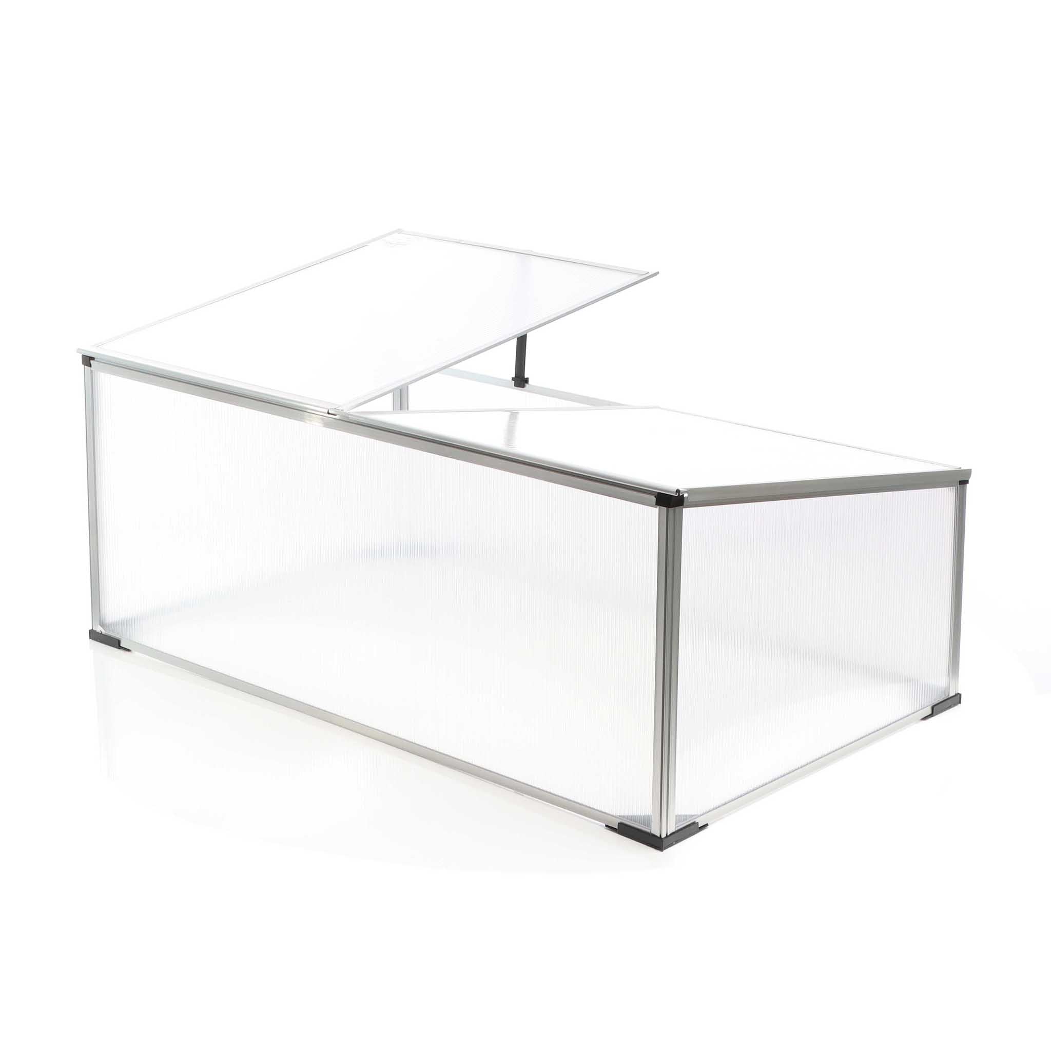 Mini serra in policarbonato trasparente e alluminio 100x60x40cm, tetto apribile