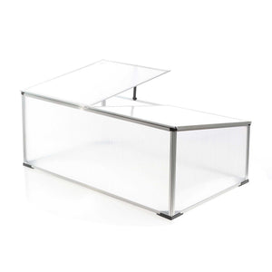 Mini serra in policarbonato trasparente e alluminio 100x60x40cm, tetto apribile