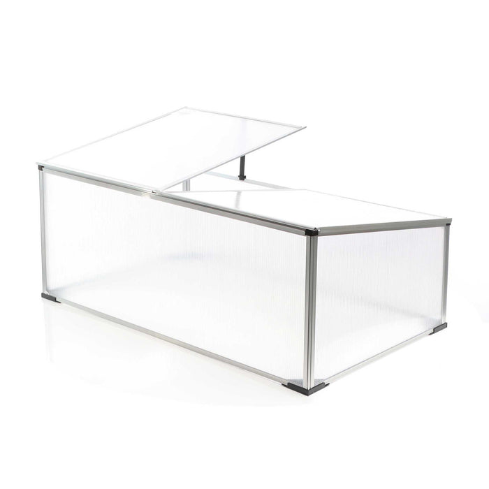 Mini serra in policarbonato trasparente e alluminio 100x60x40cm, tetto apribile